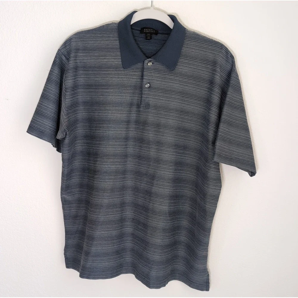 Barneys New York Polo Shirt Mens 2XL Gray Knit Made In Italy Luxury XXL